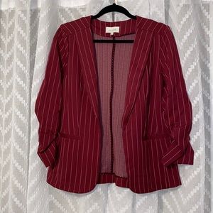 Skies Are Blue Maroon and White stripe blazer, L